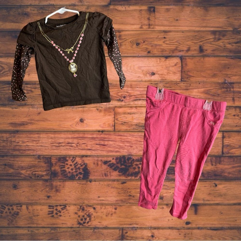 5 for $25🔥Baby Gap/ Levi's Brown Top‎ & Pink Pants Size 2T
